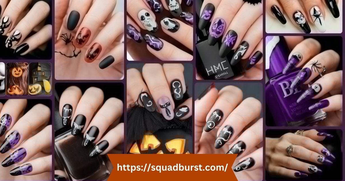 27+ Hauntingly Beautiful Black and Purple Halloween Nail Designs