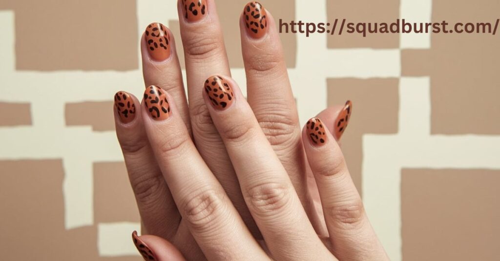 Animal Print Burnt Orange Nails