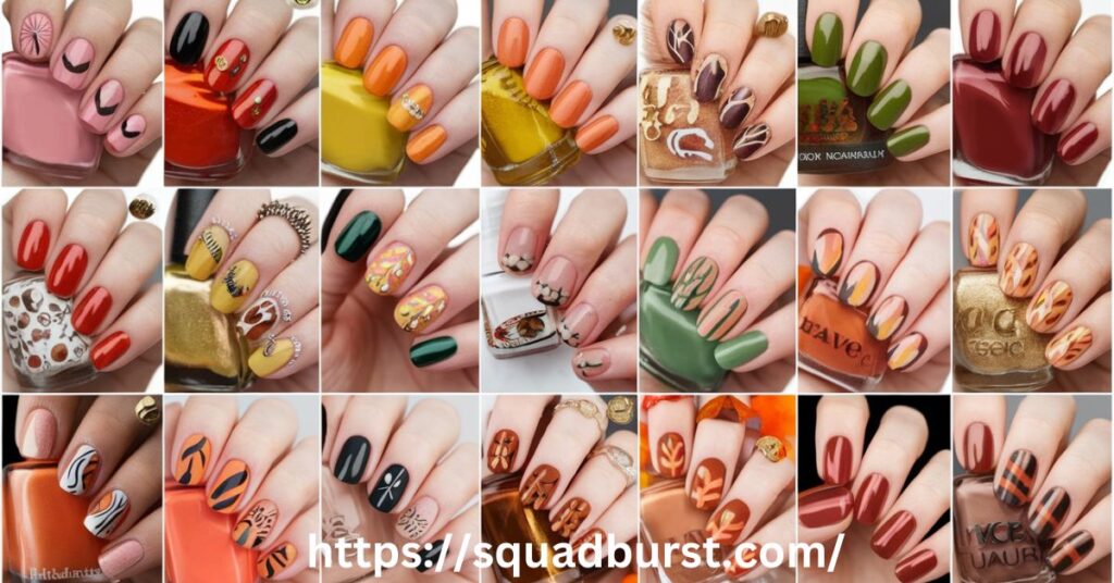 Cute Autumnal Design for Fall Nail Art Ideas