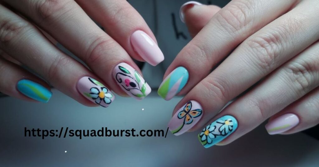 Easter Color Dip French Nails