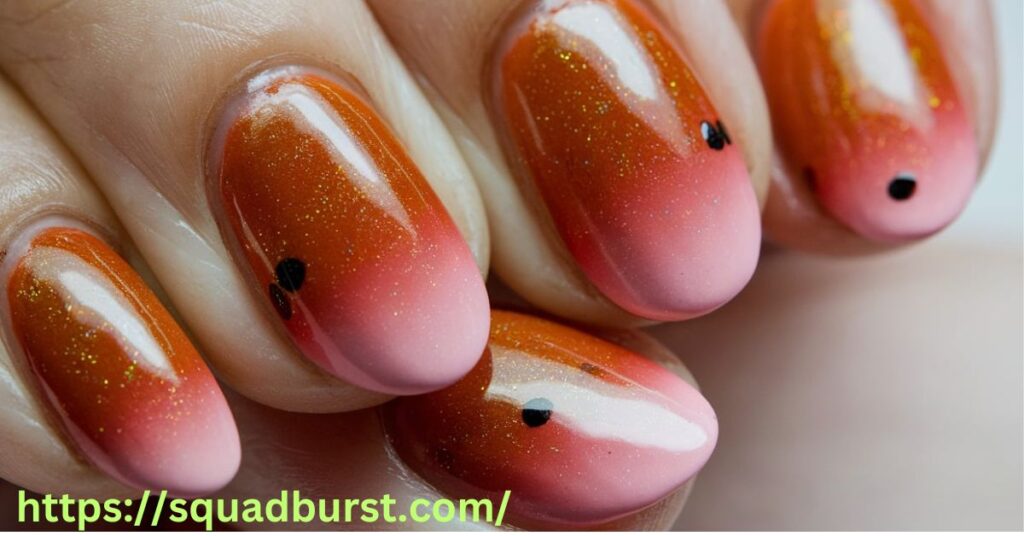 Glossy Burnt Orange Nails with a Subtle Shimmer