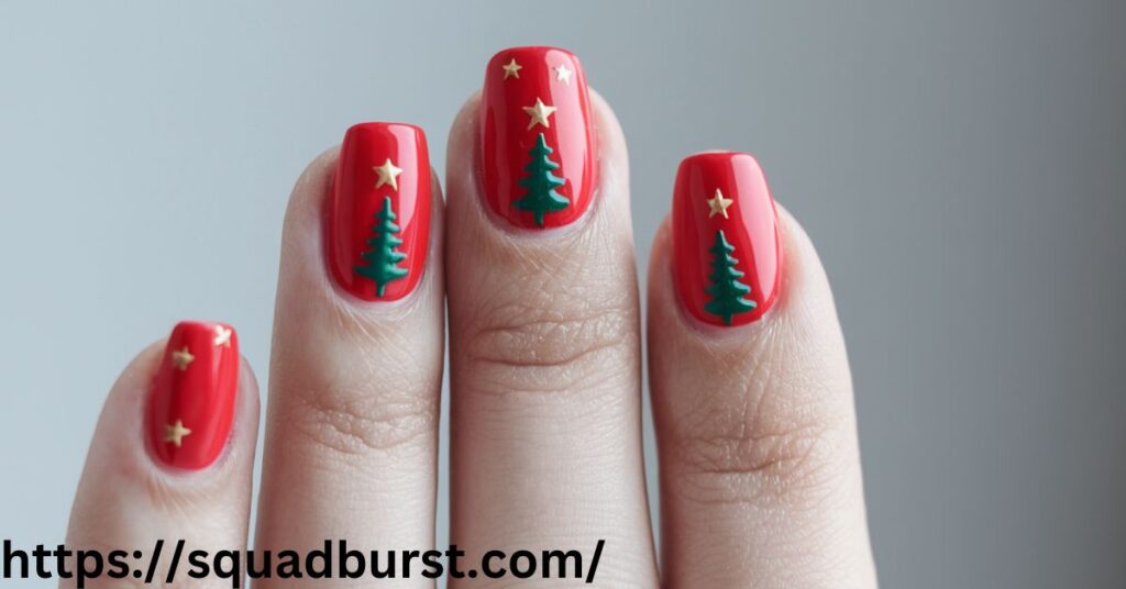 Holiday Spirit Nails with Classic French Manicure