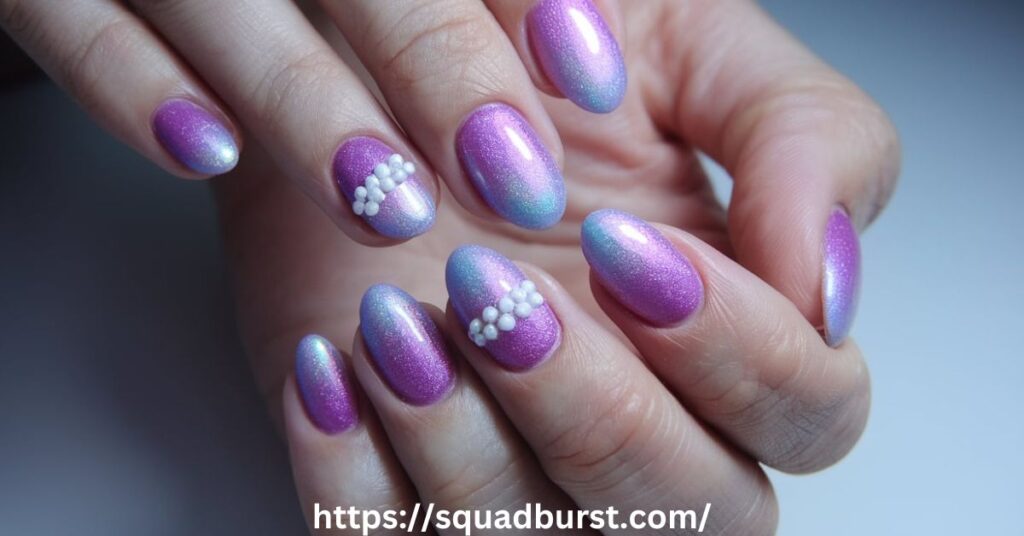 Holographic Purple Nail Art