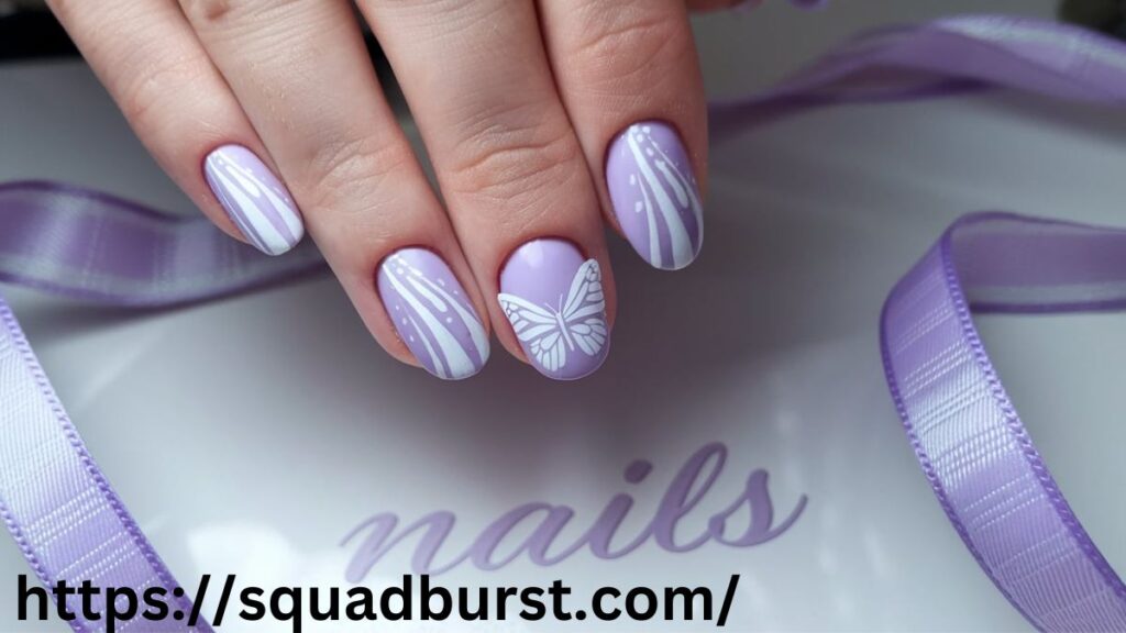 Lavender and Butterfly Nails