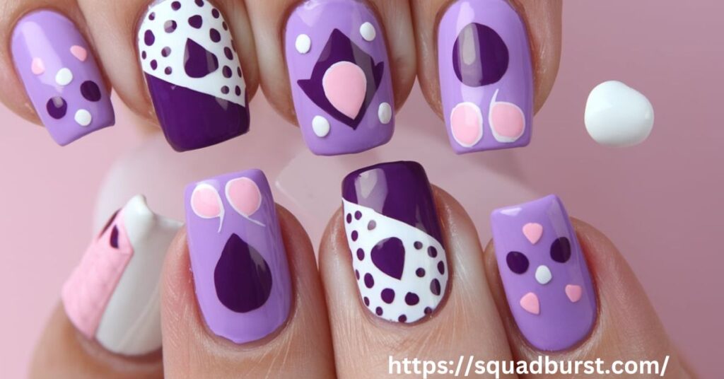 Geometric Purple Nail Art