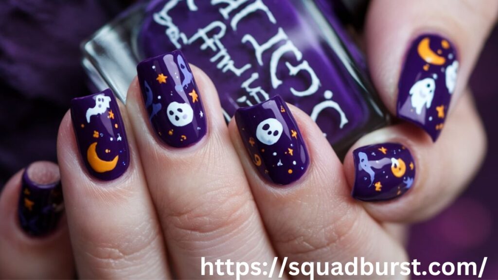 Mystical Halloween Nails with Celestial Patterns