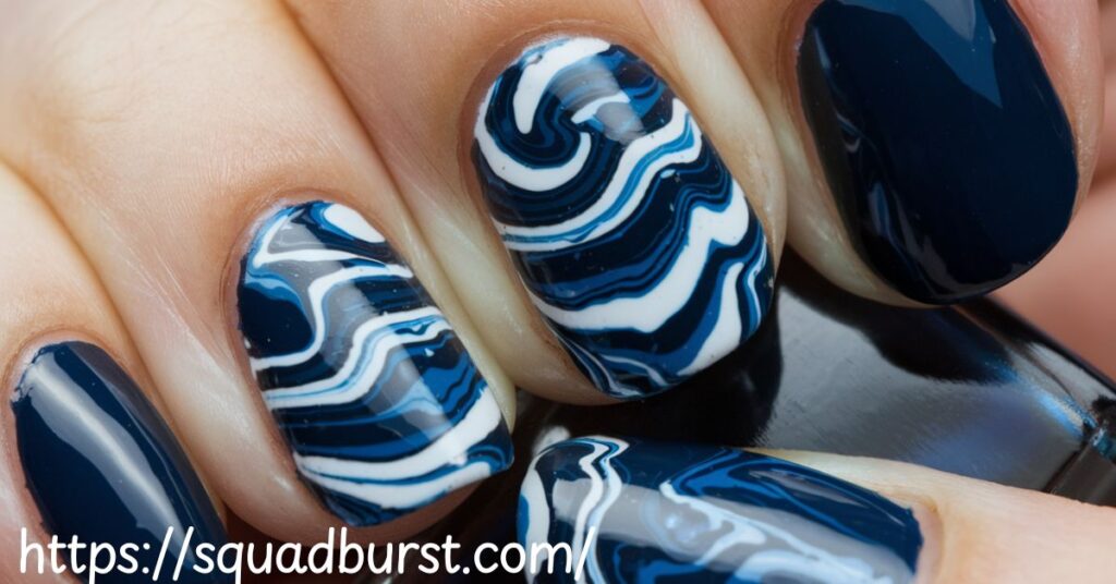 Mountain Landscape: blue fall nail design