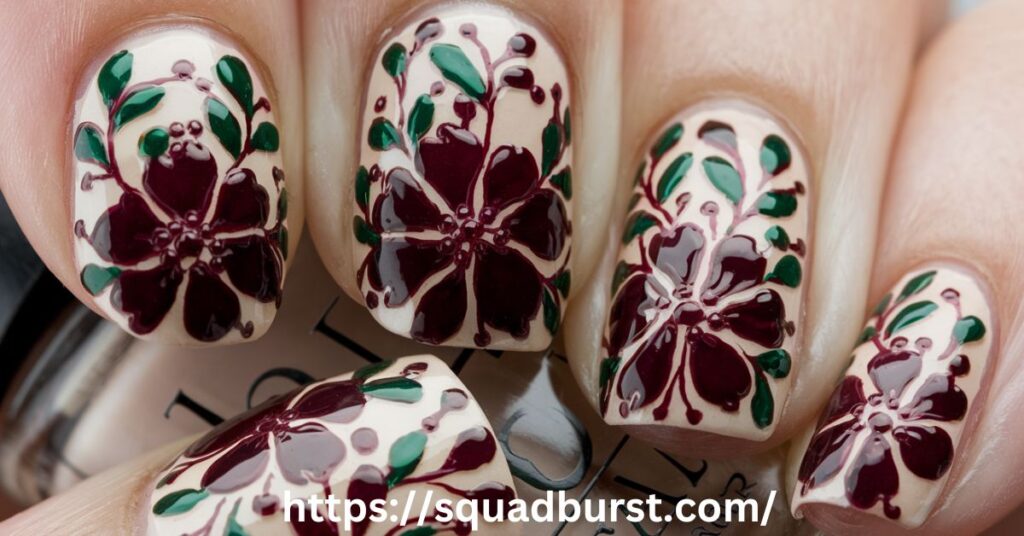 Thanksgiving Nail Designs with Artistic Heart Patterns