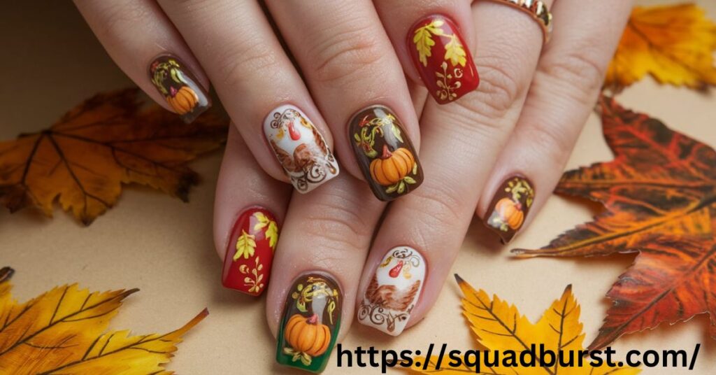 Thanksgiving Nails with Intricate Art