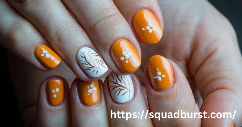 The Best Nail Shapes for Fall Designs: fall nail ideas with leaves