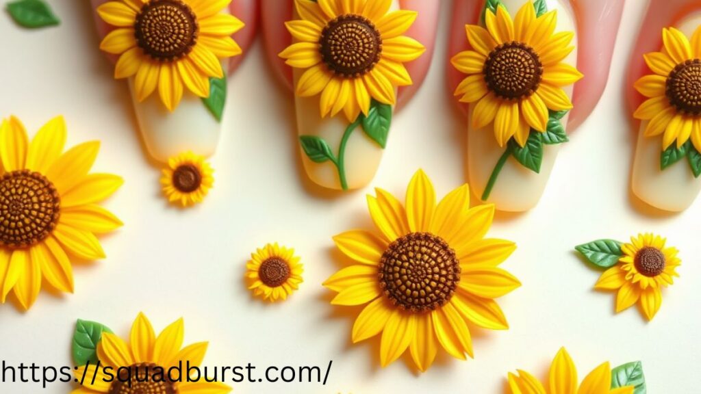 27 Yellow Nail Designs With Sunflowers for Stunning Nails