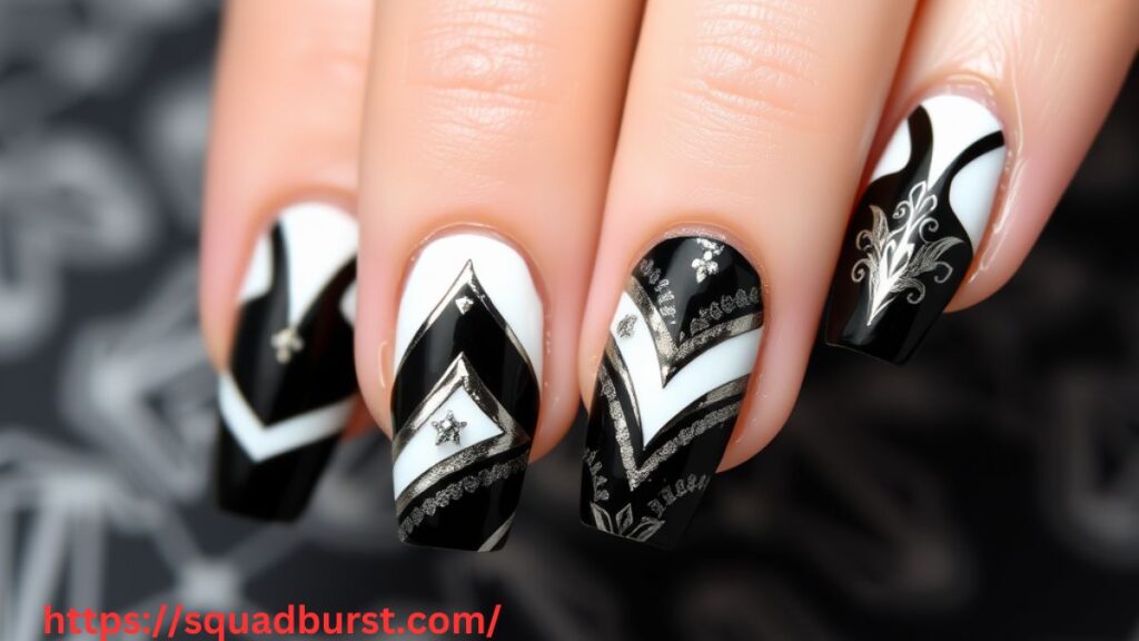 28 Hauntingly Beautiful Black and White Halloween Nail Designs