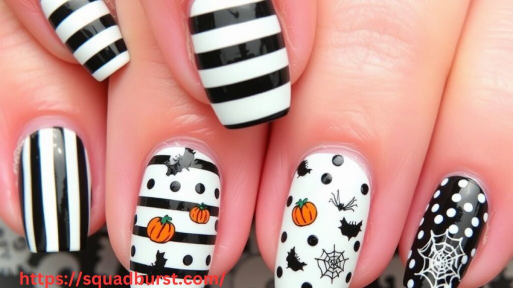 28 Hauntingly Beautiful Black and White Halloween Nail Designs