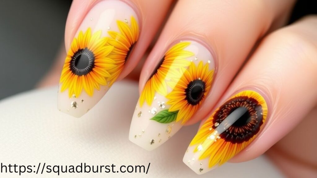 27 Yellow Nail Designs With Sunflowers for Stunning Nails