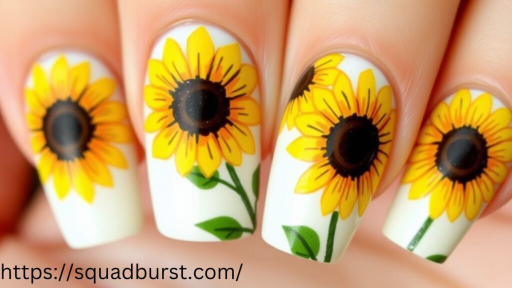 27 Yellow Nail Designs With Sunflowers for Stunning Nails