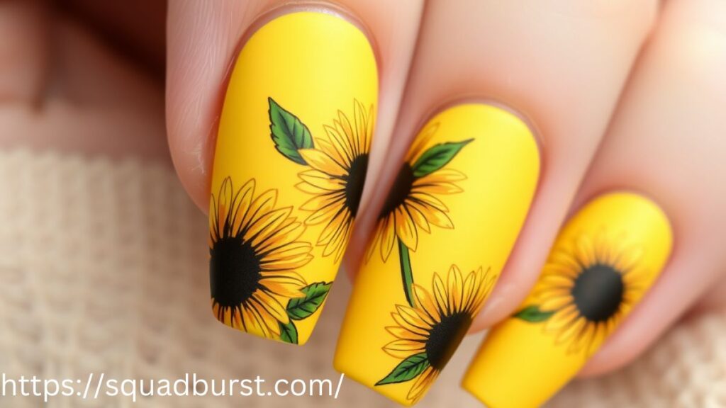 27 Yellow Nail Designs With Sunflowers for Stunning Nails