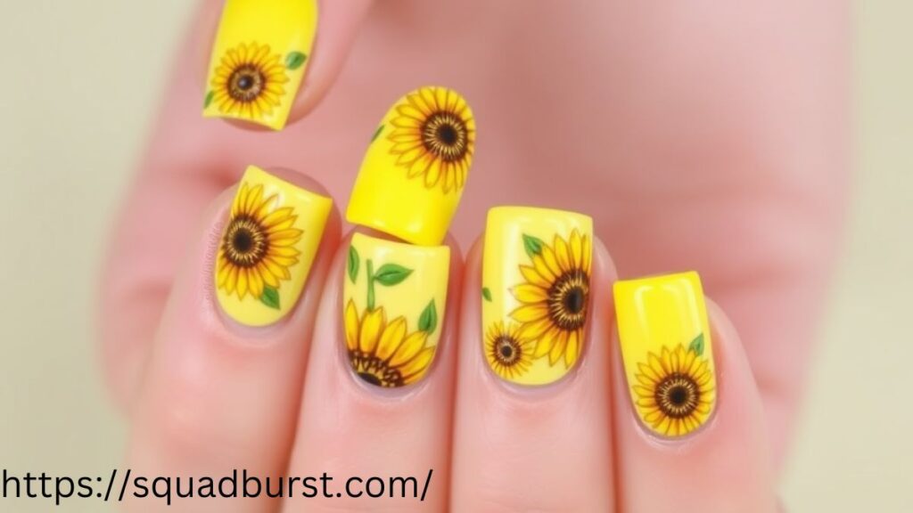 27 Yellow Nail Designs With Sunflowers for Stunning Nails