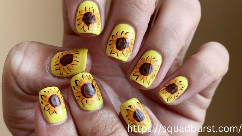 27 Yellow Nail Designs With Sunflowers for Stunning Nails