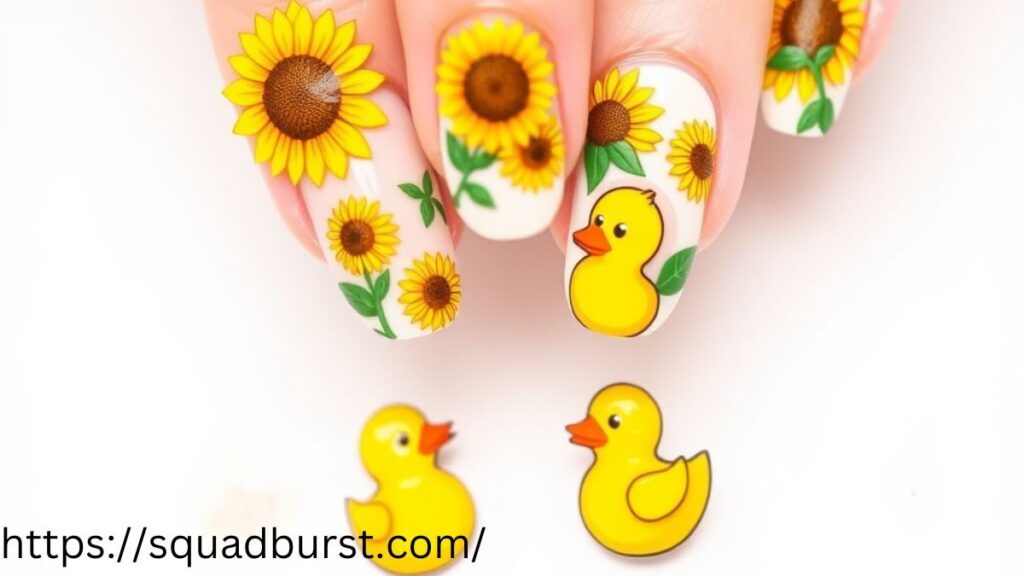 27 Yellow Nail Designs With Sunflowers for Stunning Nails