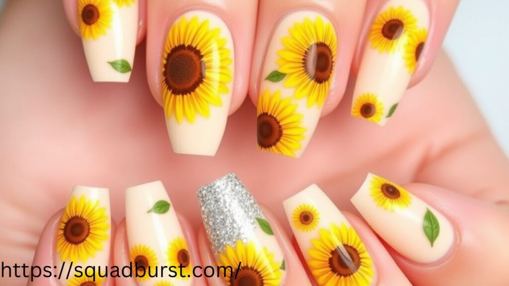 27 Yellow Nail Designs With Sunflowers for Stunning Nails