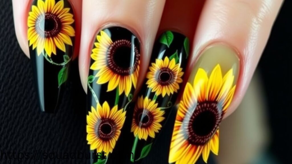 27 Yellow Nail Designs With Sunflowers for Stunning Nails