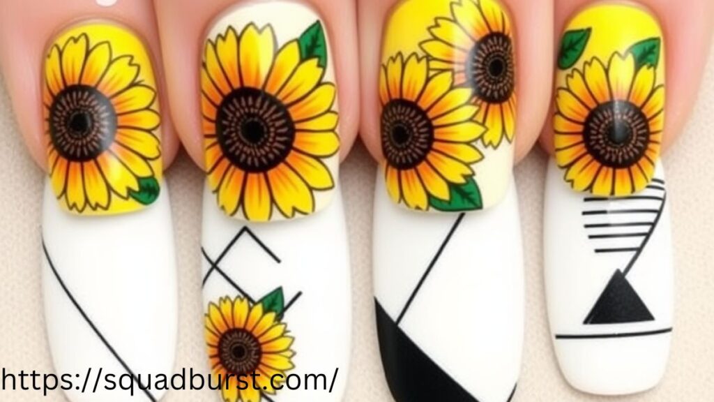 27 Yellow Nail Designs With Sunflowers for Stunning Nails