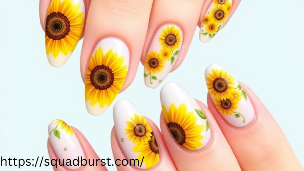 27 Yellow Nail Designs With Sunflowers for Stunning Nails