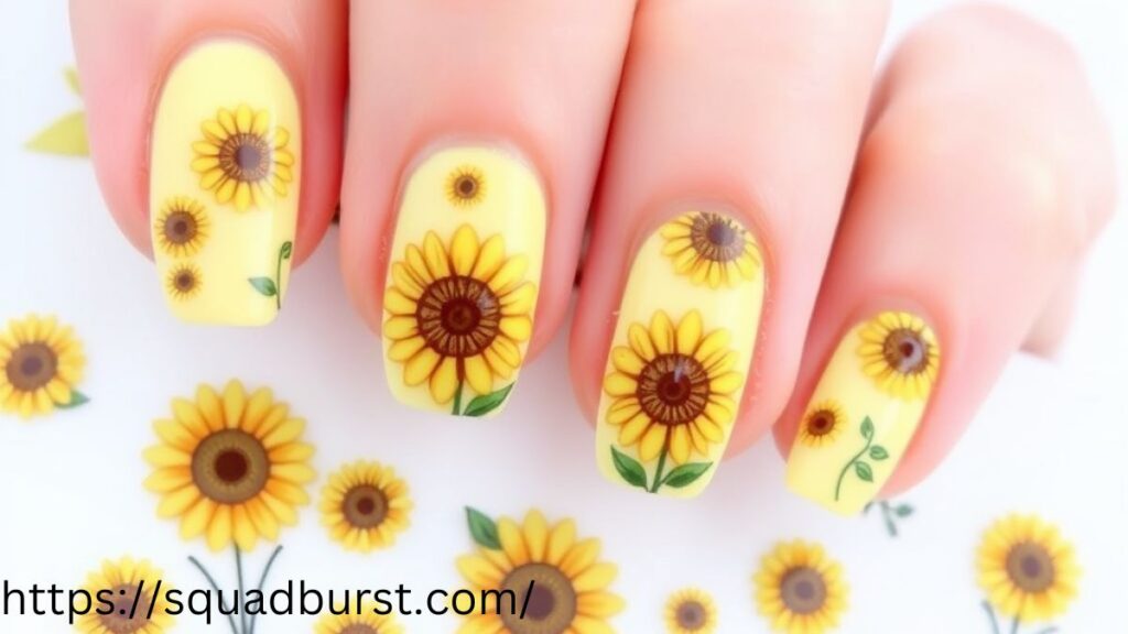 27 Yellow Nail Designs With Sunflowers for Stunning Nails