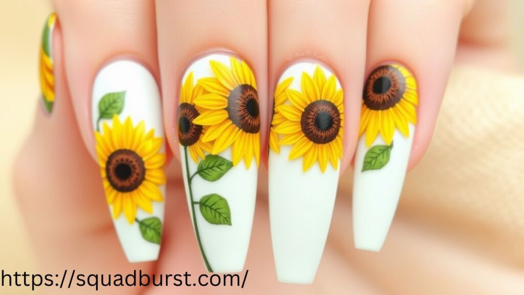 27 Yellow Nail Designs With Sunflowers for Stunning Nails