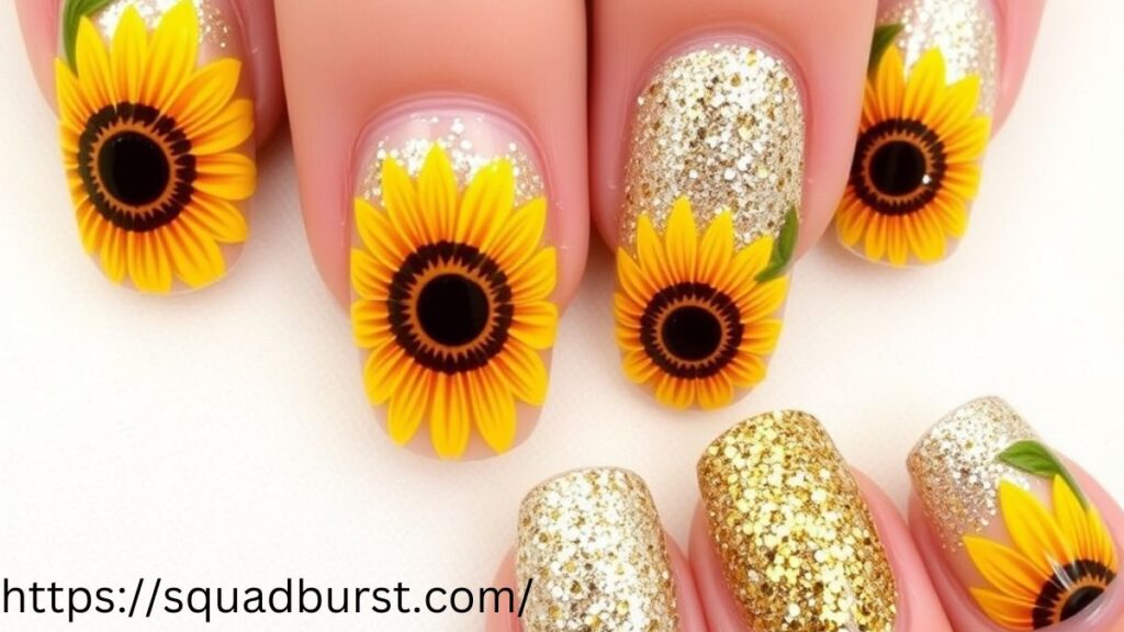 27 Yellow Nail Designs With Sunflowers for Stunning Nails