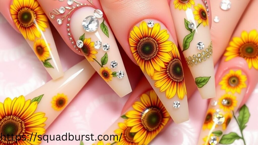 27 Yellow Nail Designs With Sunflowers for Stunning Nails