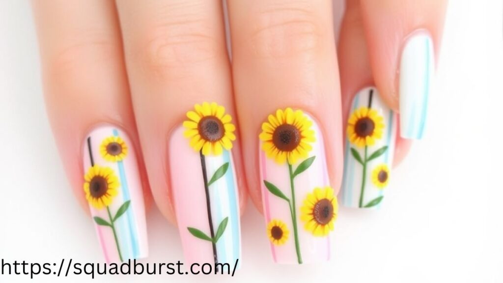 27 Yellow Nail Designs With Sunflowers for Stunning Nails