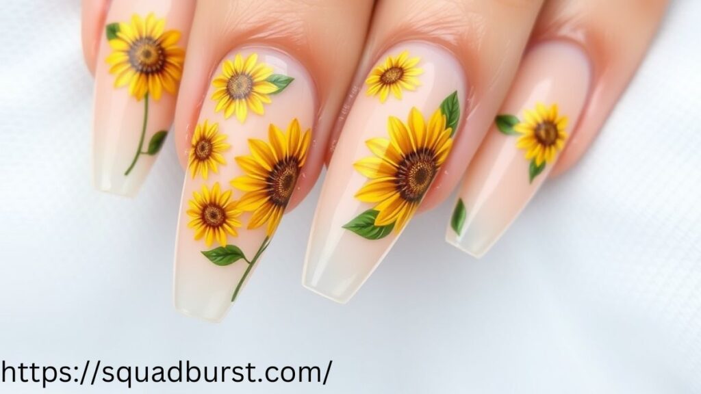 27 Yellow Nail Designs With Sunflowers for Stunning Nails