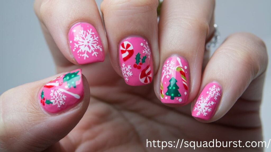 33 Lovely Pink Christmas Nail Designs to Rock This Holiday Season