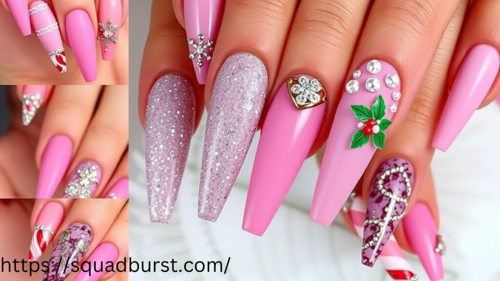 33 Lovely Pink Christmas Nail Designs to Rock This Holiday Season