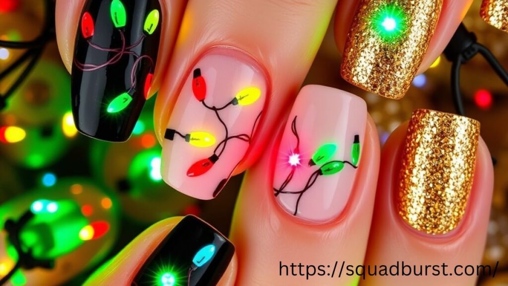 26 Christmas Lights Nail Designs You Can't Miss This Holiday Season