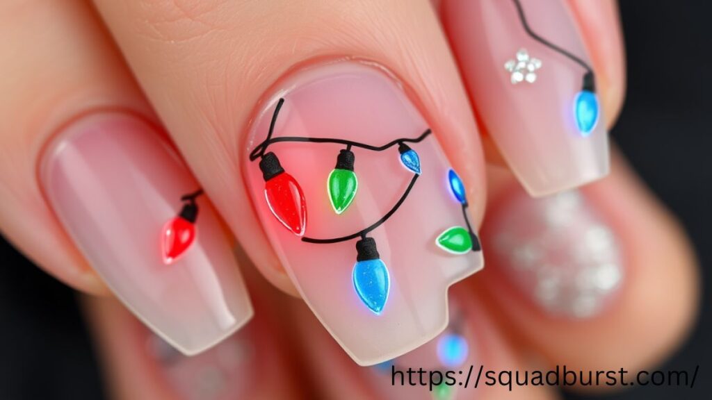 26 Christmas Lights Nail Designs You Can't Miss This Holiday Season