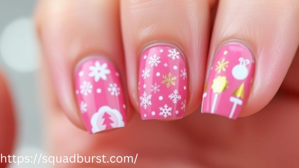 33 Lovely Pink Christmas Nail Designs to Rock This Holiday Season