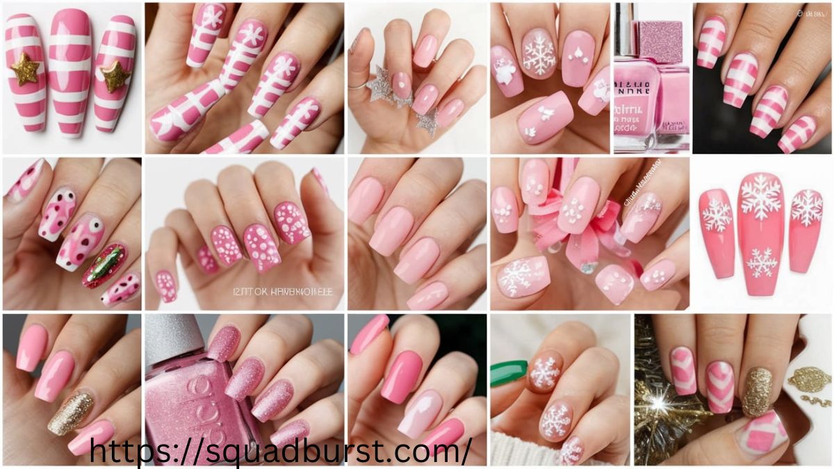 33 Lovely Pink Christmas Nail Designs to Rocks Holiday Season