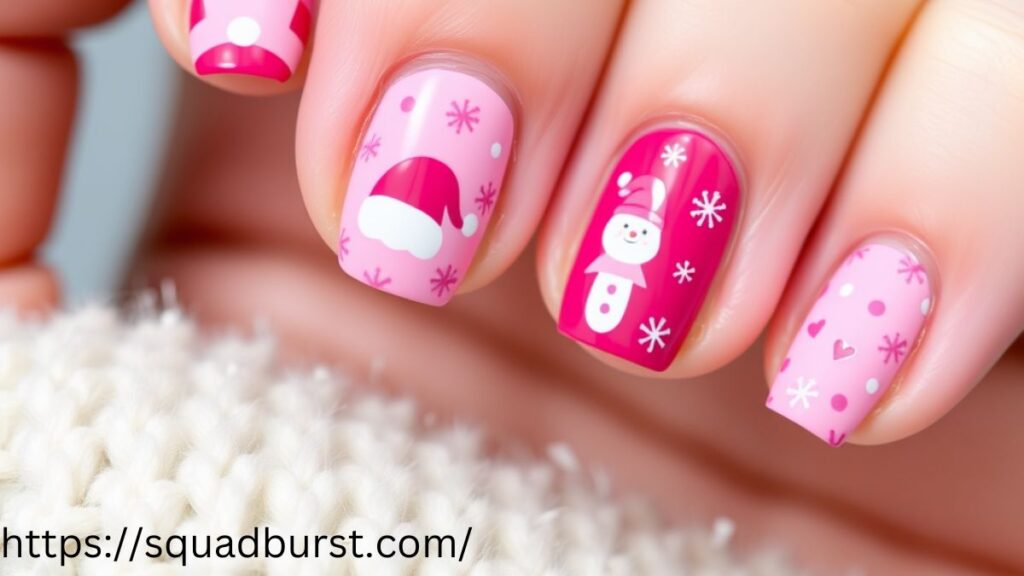 33 Lovely Pink Christmas Nail Designs to Rock This Holiday Season