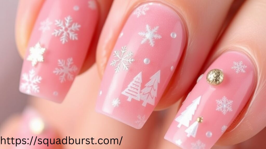 33 Lovely Pink Christmas Nail Designs to Rock This Holiday Season