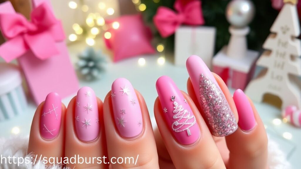 33 Lovely Pink Christmas Nail Designs to Rock This Holiday Season