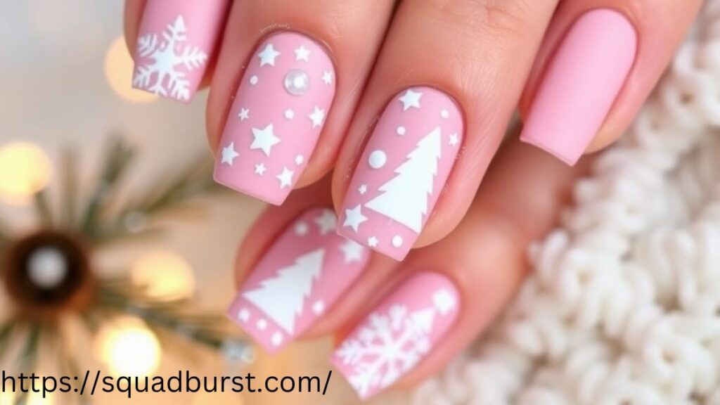 33 Lovely Pink Christmas Nail Designs to Rock This Holiday Season