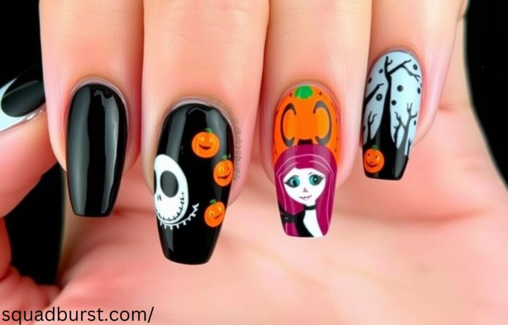 Hauntingly Stunning: 30 “The Nightmare Before Christmas” Nail Designs to Spook and Slay!