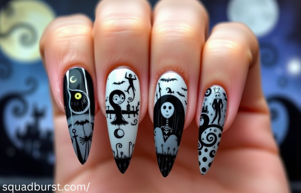 Hauntingly Stunning: 30 “The Nightmare Before Christmas” Nail Designs to Spook and Slay!
