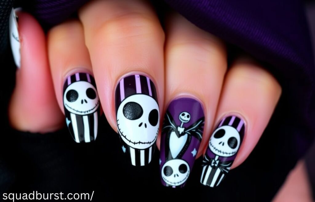 Hauntingly Stunning: 30 “The Nightmare Before Christmas” Nail Designs to Spook and Slay!