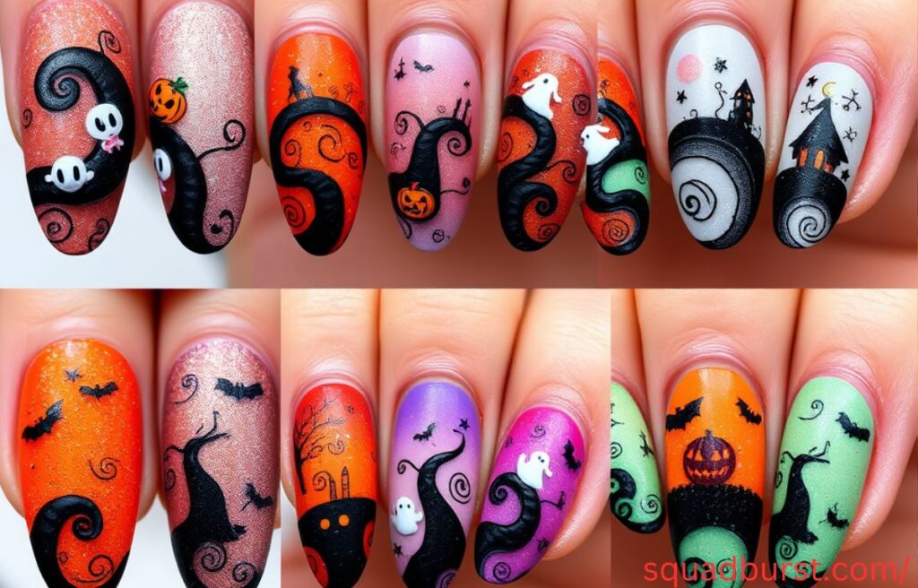 Hauntingly Stunning: 30 “The Nightmare Before Christmas” Nail Designs to Spook and Slay!