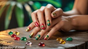 Red, Gold & Green: 18 Thrilling Rasta Colored Nail Designs You’ll Love