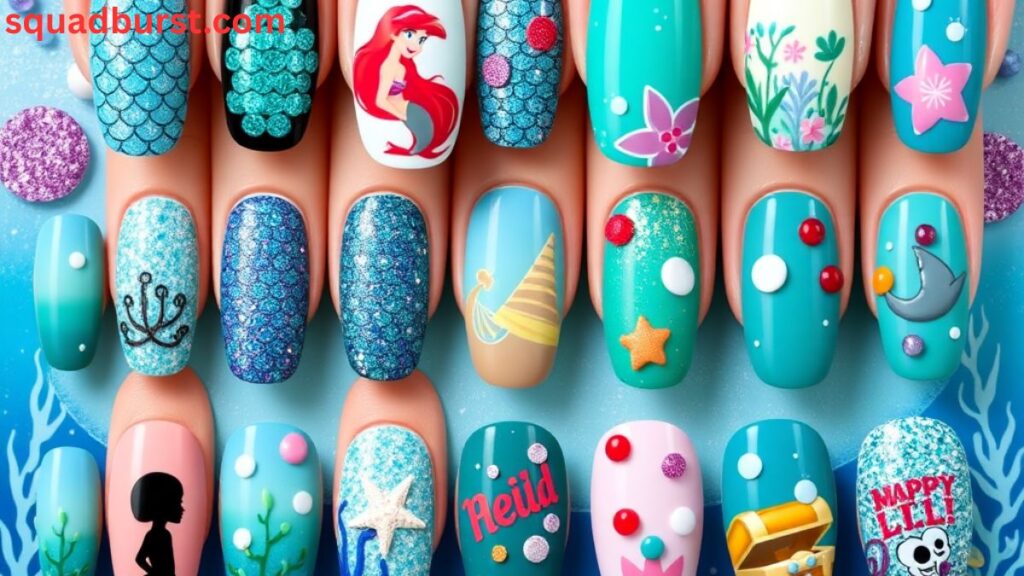 24 Mesmerizing Little Mermaid Nails Designs to Make a Splash