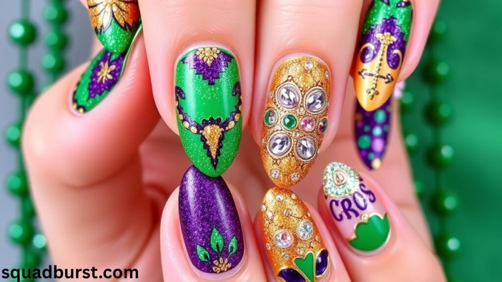 🎠31 Mardi Gras Nail Ideas That Bring the Party to Your Fingertips